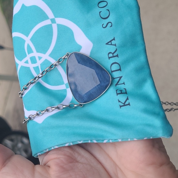 NWT Kendra Scott McKenna rhodium plated necklace lapis beautiful blue statement! - Picture 5 of 11